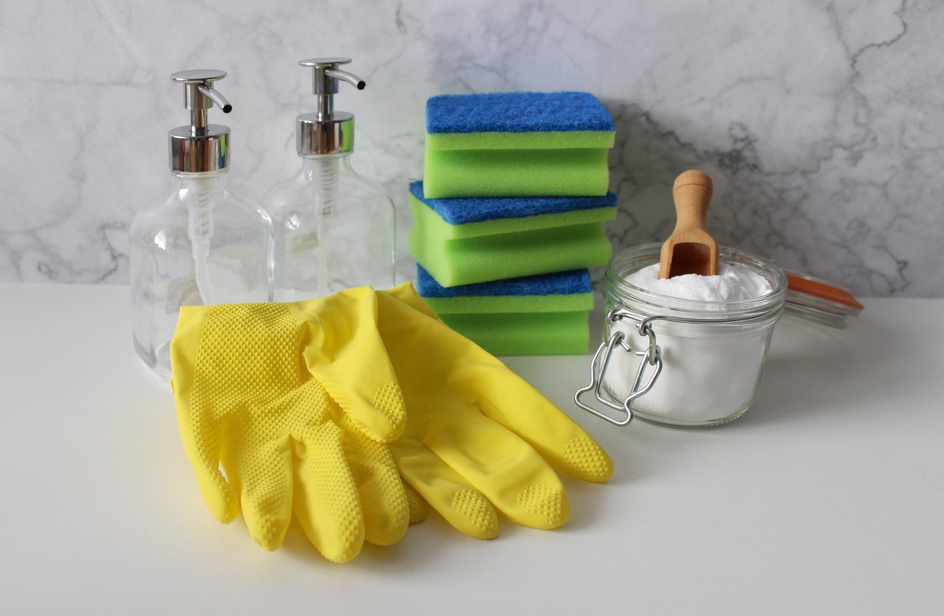 basic cleaning equipment such as gloves, sponges and some sprays