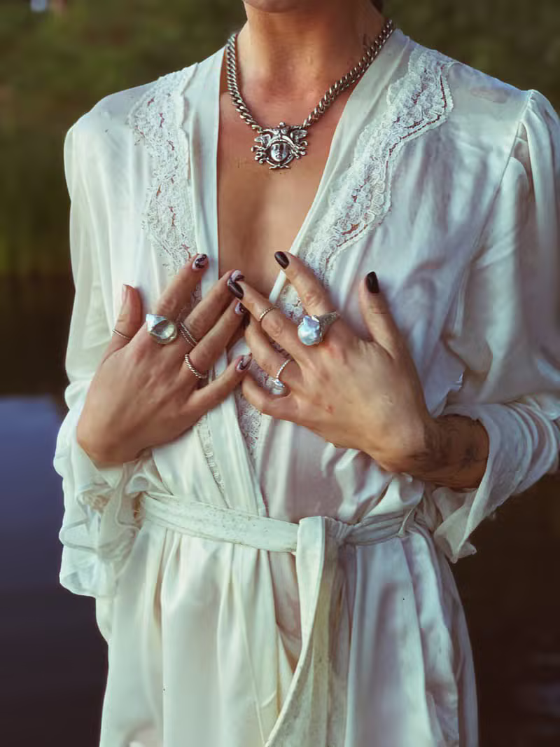 Ivory Satin Robe