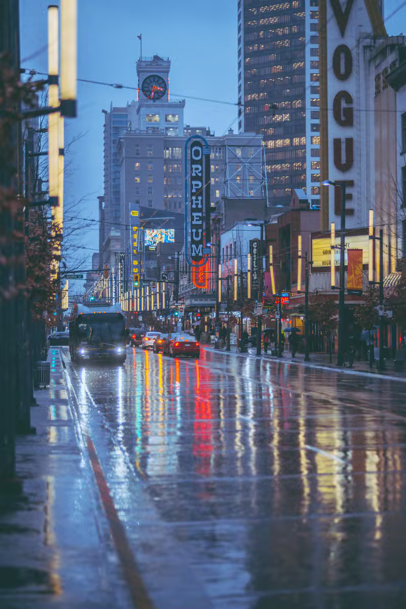 Modern Vancouver architecture and a quiet city street