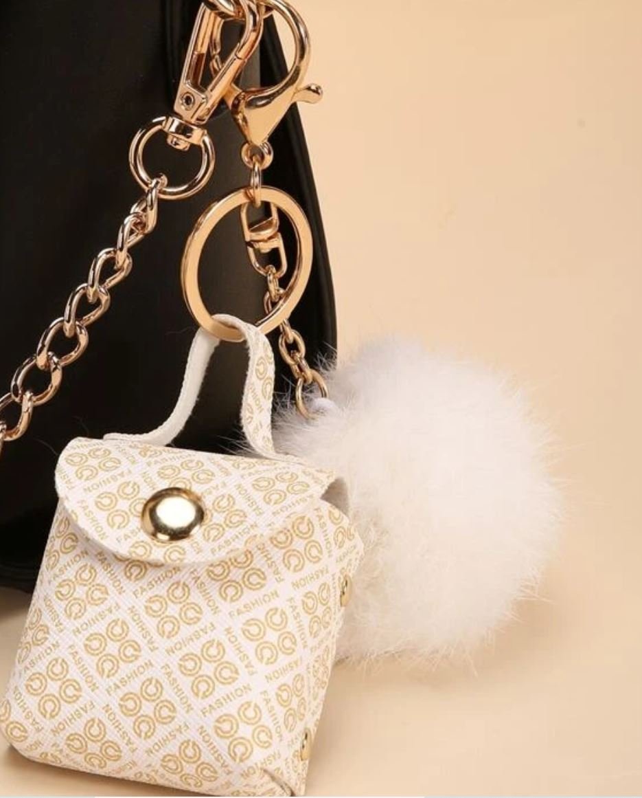 porte clé blanc en forme de sac à main, breloque pouvant s'accrocher à un sac à main
