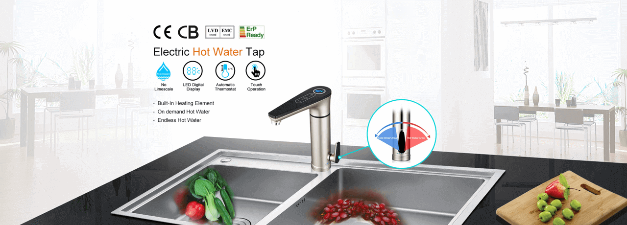 Electric tap installed at kitchen sink 