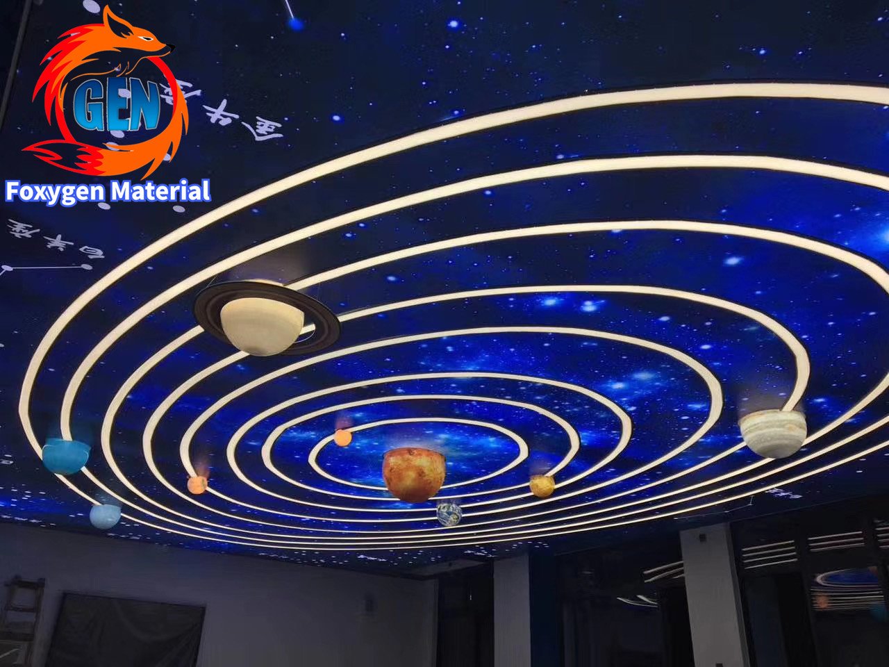 Foxygen customized print uv Stretch ceiling film the solar system .