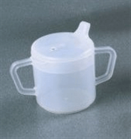 Plastic cups with lids and handles