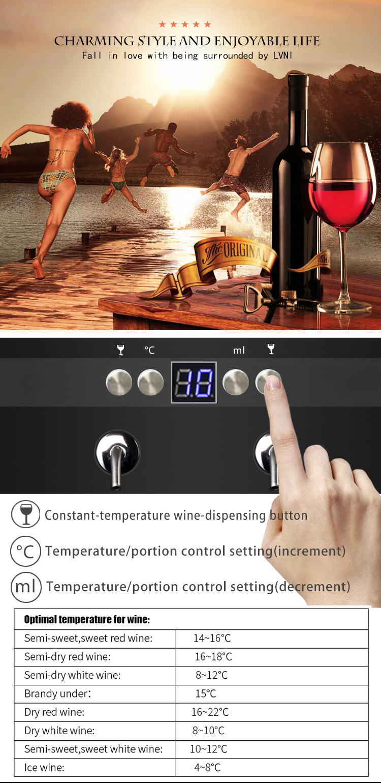 LVNI hot-sales desktop electric commercial automatic 4 bottles drink liquor wine dispenser with nitrogen pump