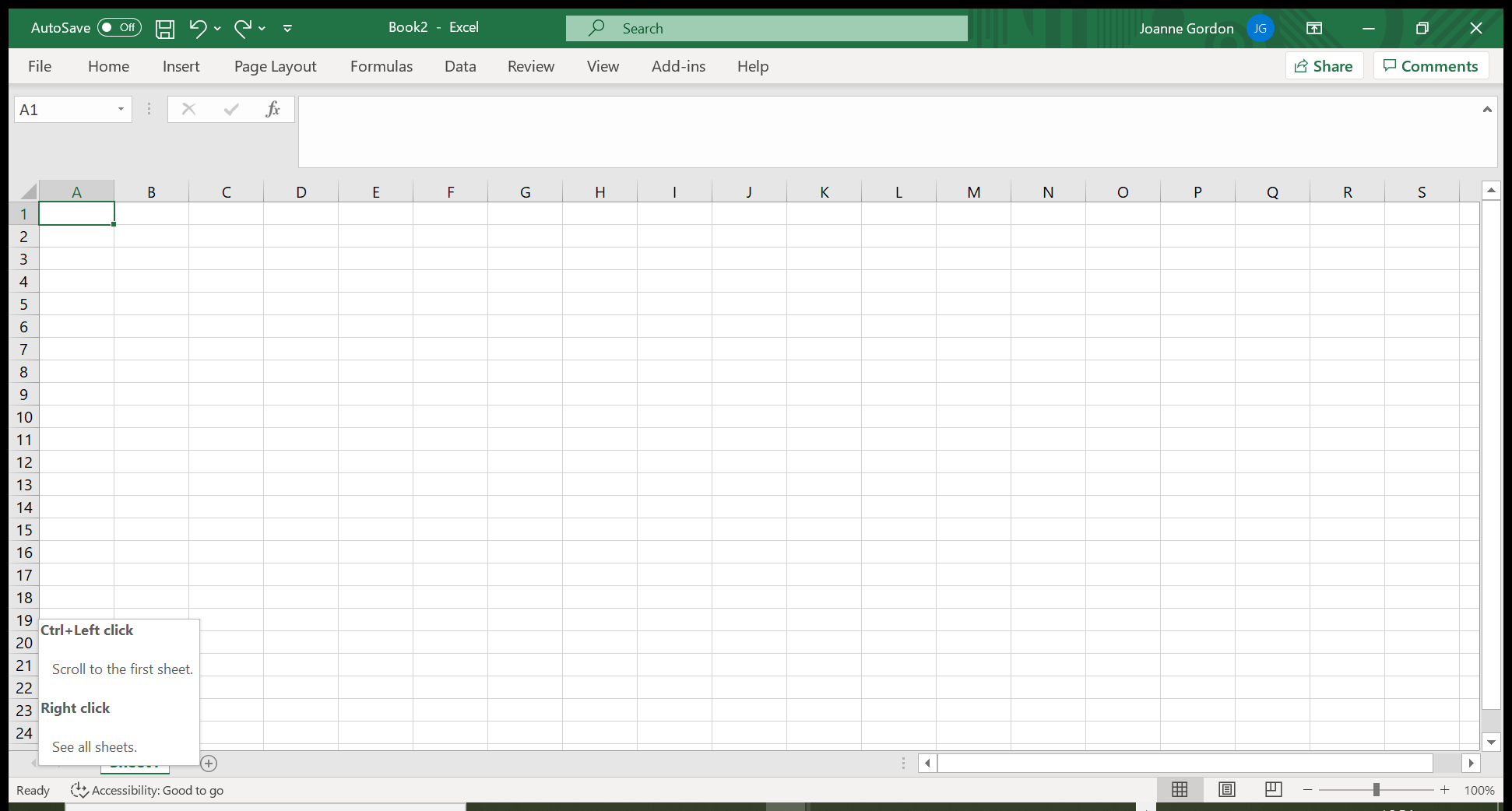 An Excel spreadsheet interface