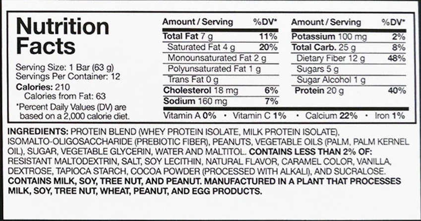 חטיף חלבון קומבט קראנץ' מאסל פארם  ערכים תזונתיים