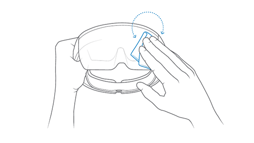 Image that shows how to clean the visor