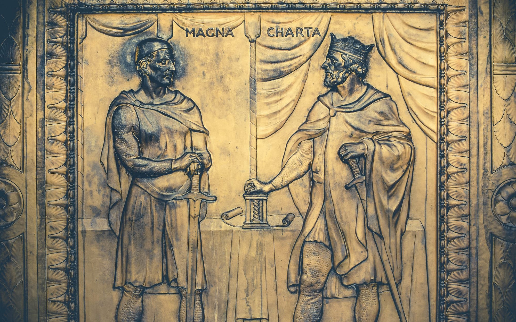 "Magna Carta Relief at the United States Supreme Court" by Matt Popovich is marked with CC0 1.0. To view the terms, visit https://creativecommons.org/publicdomain/zero/1.0/?ref=openverse.