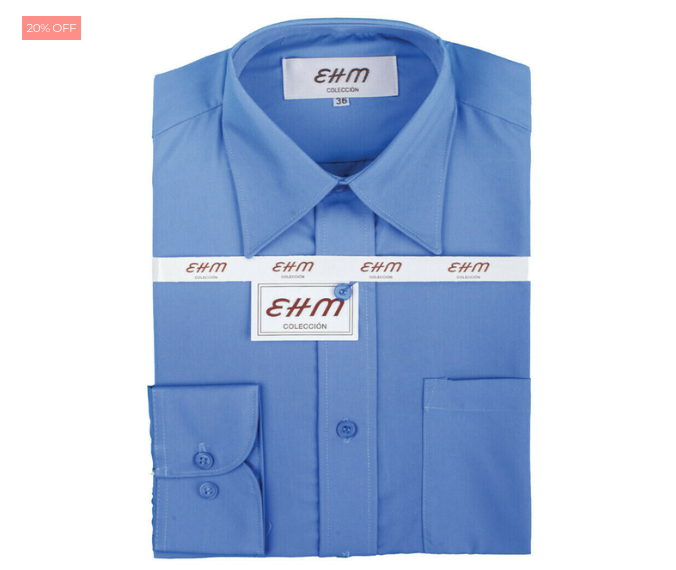 Camisa de Vestir Color Azul marca EHM