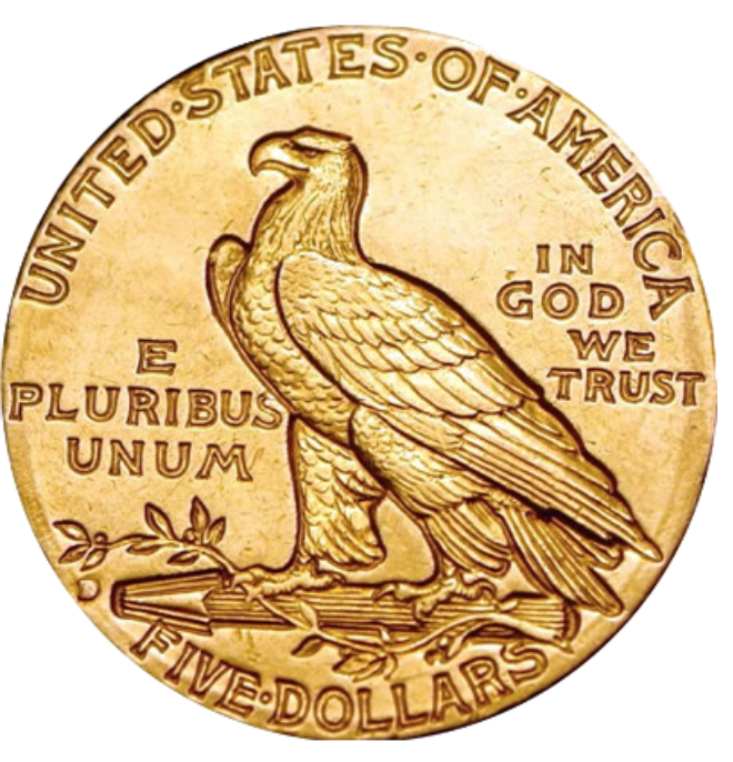 gouden 5 dollar munt 1909