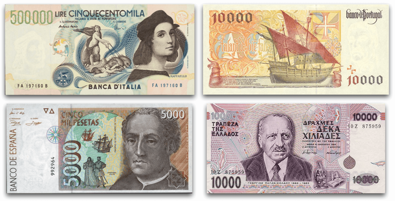 Valutabiljetten Zuid-Europese Landen