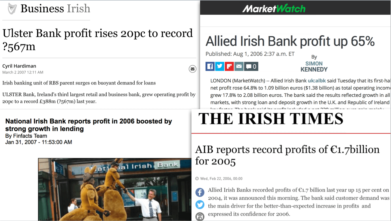 Nieuwskoppen over winsten Ierse banken