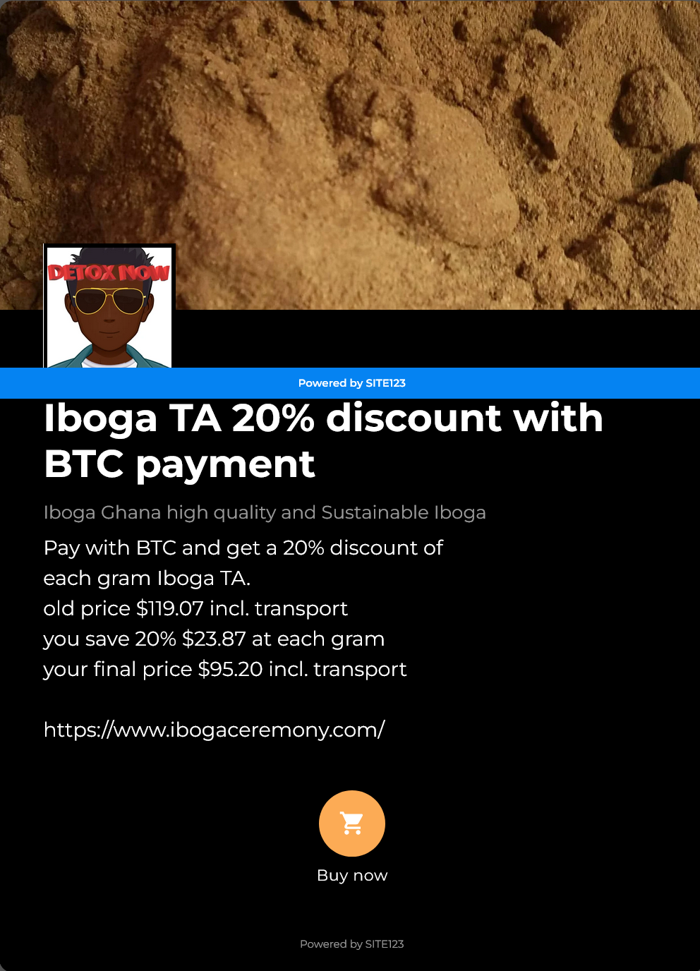 Iboga TA 20% discount with BTC payment