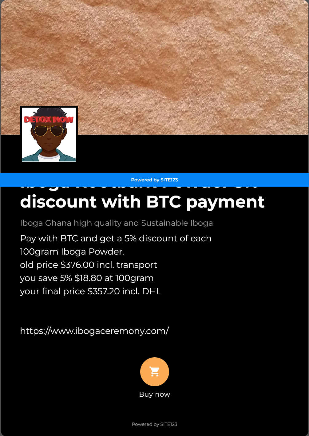 Iboga Rootbark Powder 5% discount with BTC payment