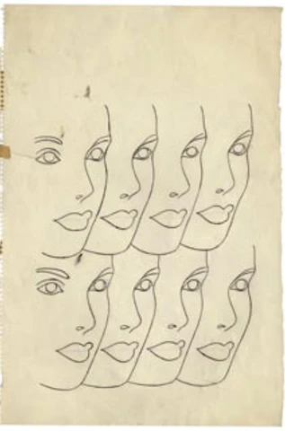 Andy Warhol pencil sketch Women's Faces