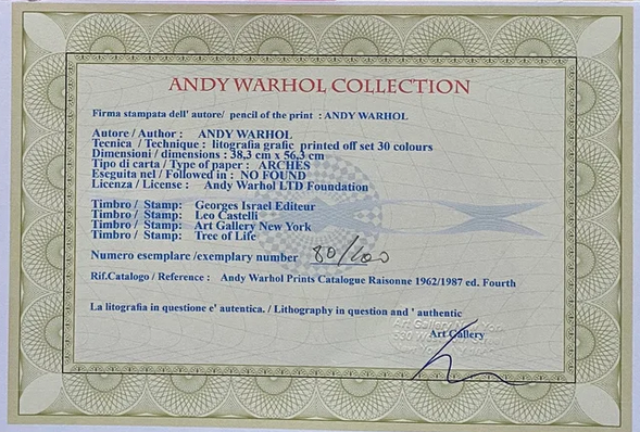 Fake Andy Warhol COA (Italian mafia)