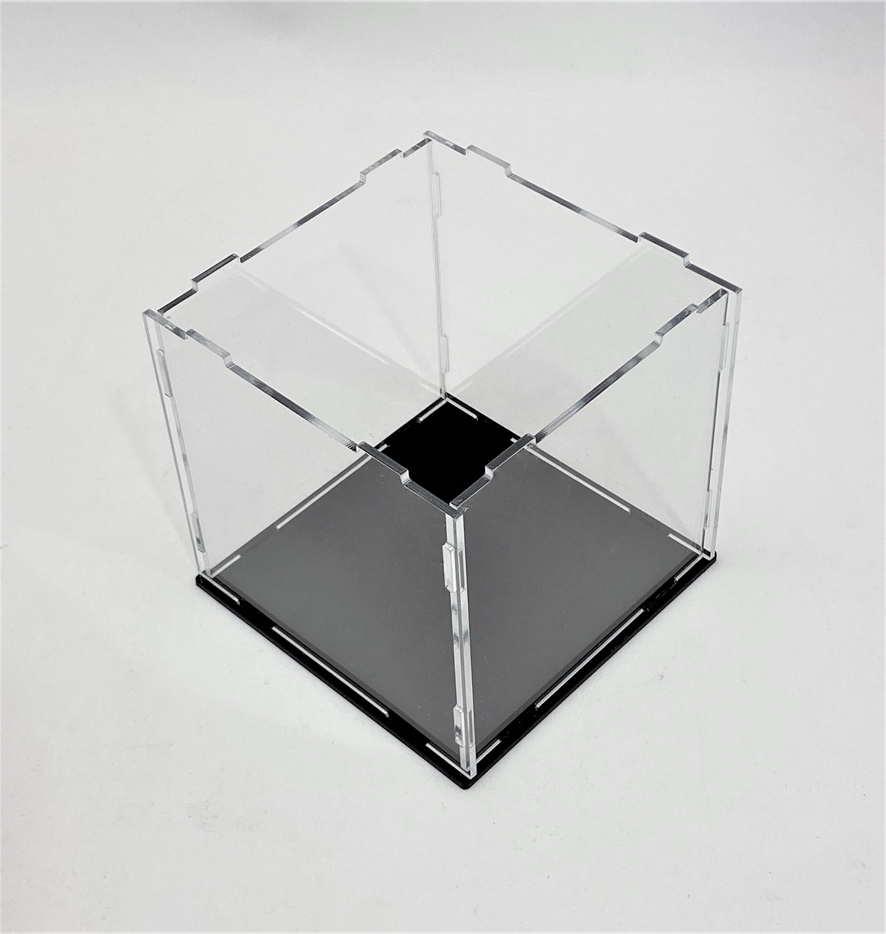 Collapsible Clear Acrylic Box W Black Acrylic Base Museumboxes