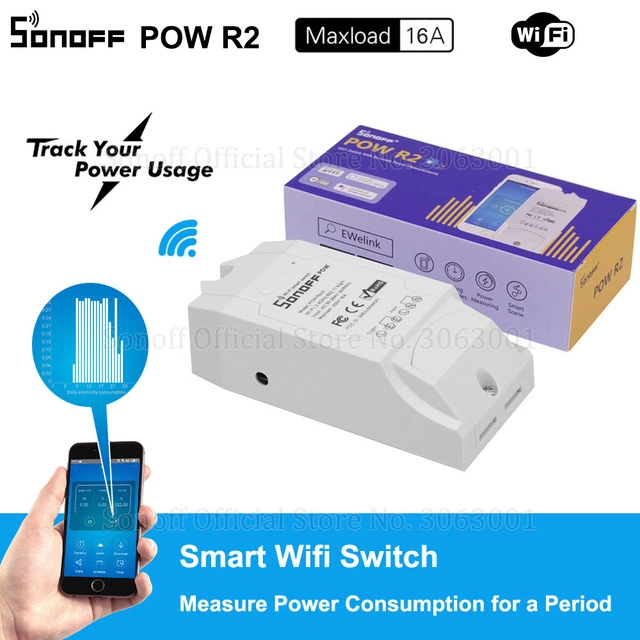 Sonoff Pow R2 15A 3500W Wifi Smart Switch Higher Accuracy Power Consumption Measure Monitor Current Energy Usage Work With Alexa
