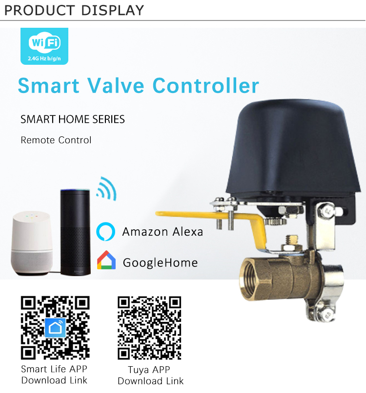 Smart Home Automation Wireless Wifi Control Intelligent Water Valve Gas Valve Supports Voice Control