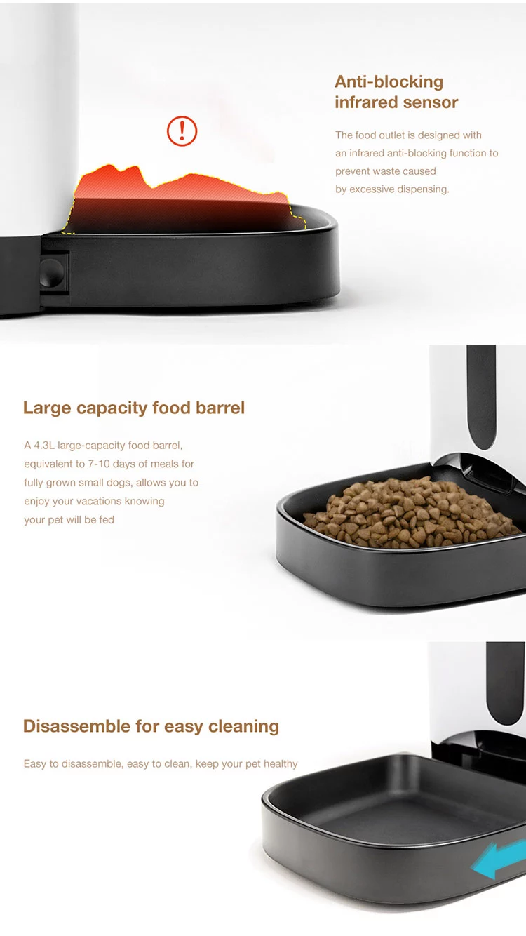 APP control pet auto feeder 4.3L automatic dog food feeder support time setting