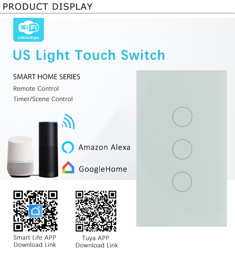 Updated Version WIFI Wireless Control Remote Smart Wall Light Switch Support for Multiple Control Modes