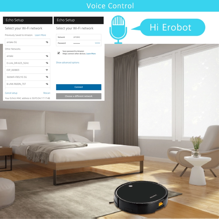 Smart Life APP WIFI Controlled Robot Vacuum Cleaner Compatible With Amazon Echo Show