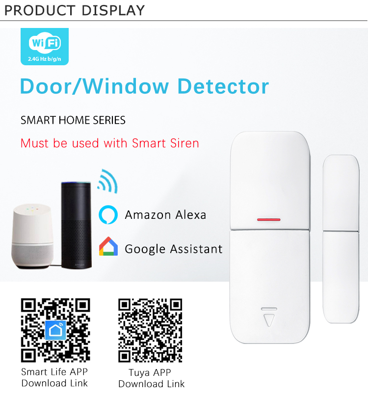 Tuya Smart Home Security Alarm System Door and Window Detectors Sensors Can Share The Same Siren Alarm