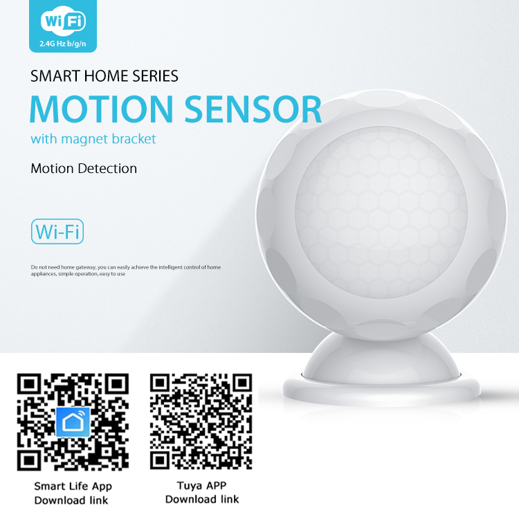 Wireless Wifi Remote Control Pir Motion Sensor with Magnet Bracket for Home Alarm Security System