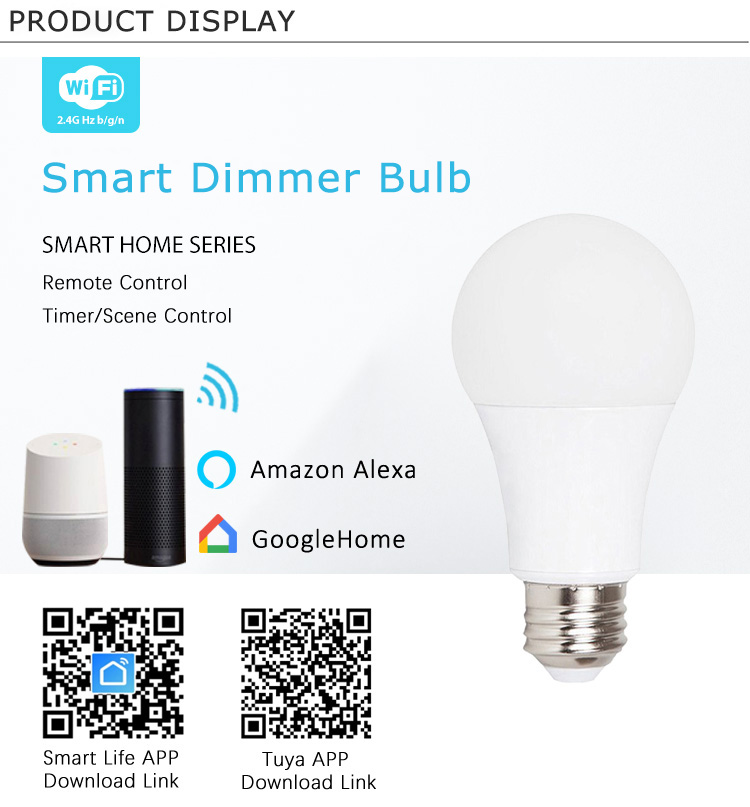 Iot Intelligence E27 Wifi Wireless Control RGB Dimming Smart LED Bulb for Living Room