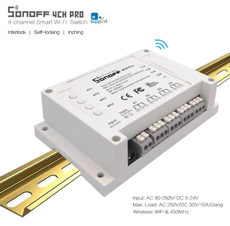 Sonoff 4CH Pro 4 Gang Inching Self-Locking Interlock WiFi RF Smart Switch named