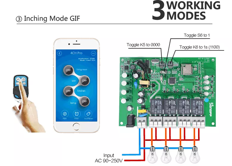 Sonoff 4CH Pro 4 Gang Inching Self-Locking Interlock WiFi RF Smart Switch named