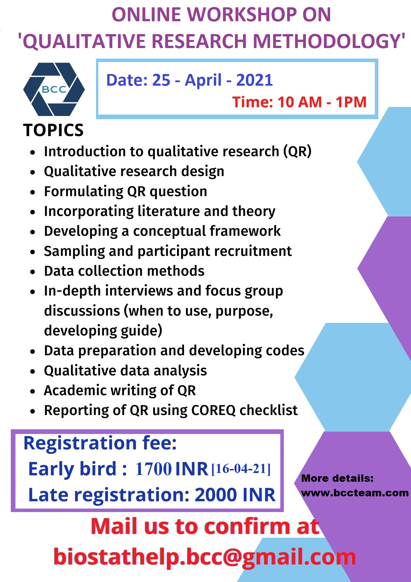 ONE DAY ONLINE ON "QUALITATIVE RESEARCH METHODOLOGY” BCCTEAM