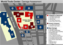 NOAA damage map of the WTC site.