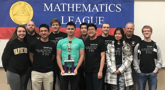 Tech's math team is pictured after winning the state championship Tuesday. Pictured from the back is coach Ben Thell , Monty Truitt, Colin Cai, Harrison Gauerke, and assistant coach Mick Boatz. In the front is Maddie Preppernau, Vinh Nguyen, Richard Zimring, John Byun, Trinh Tran and Alex Barker.