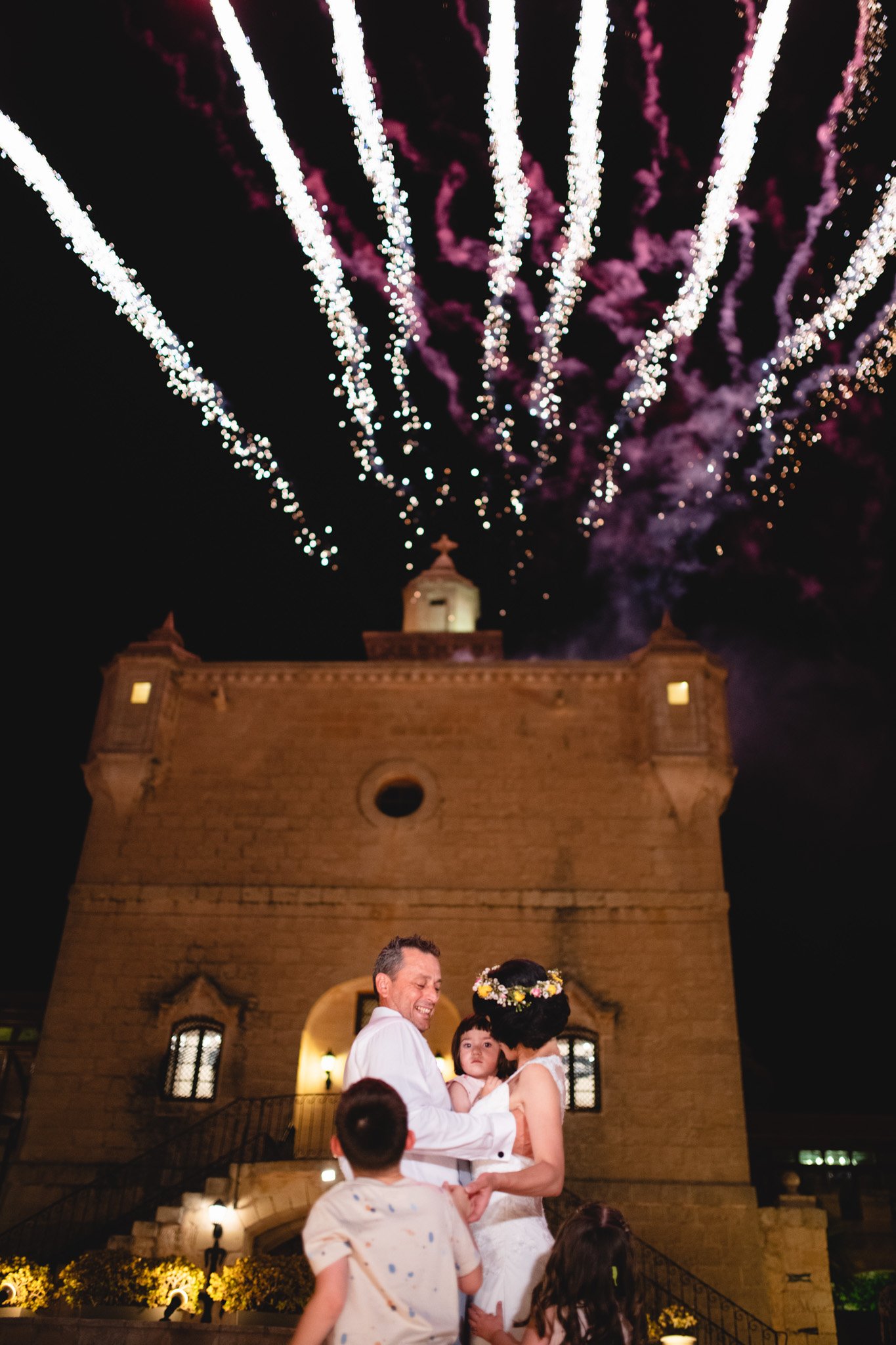 wedding fireworks at castello zammitello