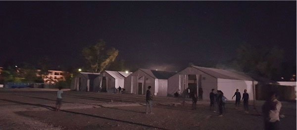 Refugee camp during the night