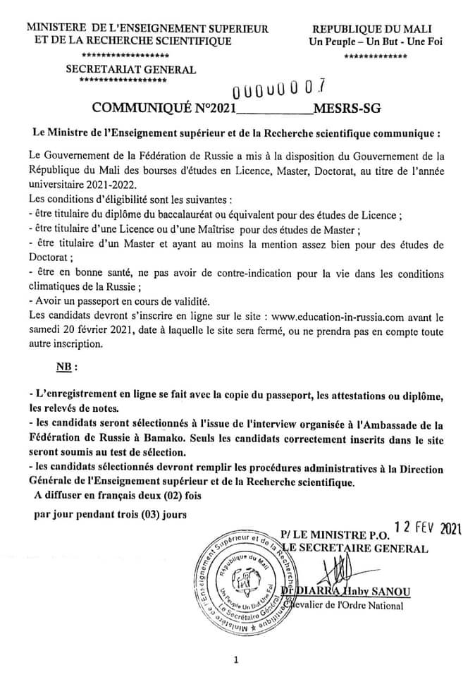 Bourses D Etudes Pour La Russie