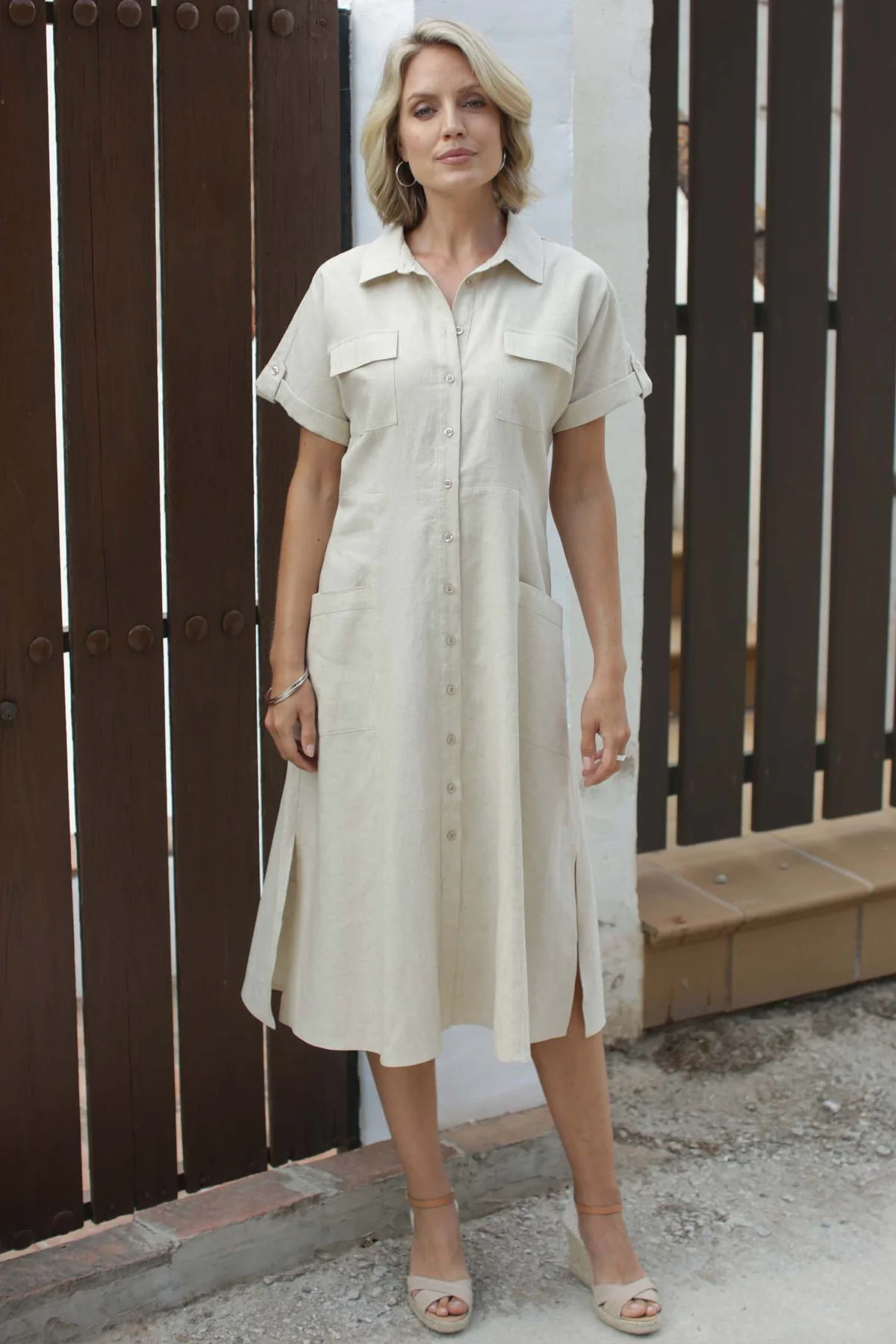 Pomodoro Linen Blend Midi Dress - Susie Marrocco Ladies Fashion