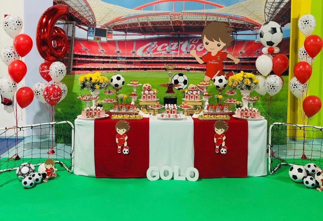 Decoração de festa infantil tema Futebol Sport Lisboa e Benfica