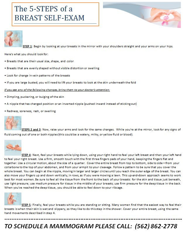 5 STEPS of a Breast Self-Exam - Downey Breast Center