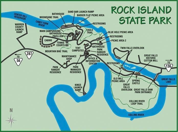 map of Rock island State park Tennessee