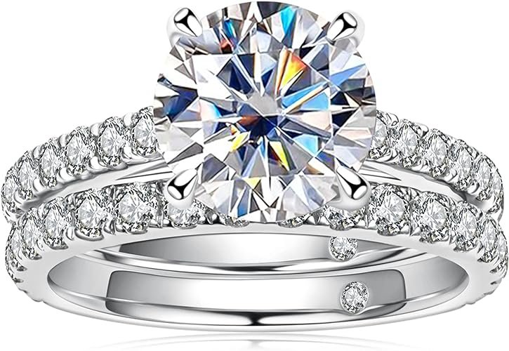 silver image of  MINIMALIST WEDDING RINGS and diamond from amazon 