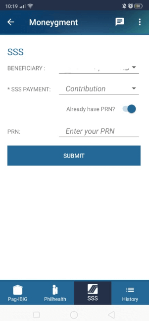 SSS Contribution Using Moneygment App