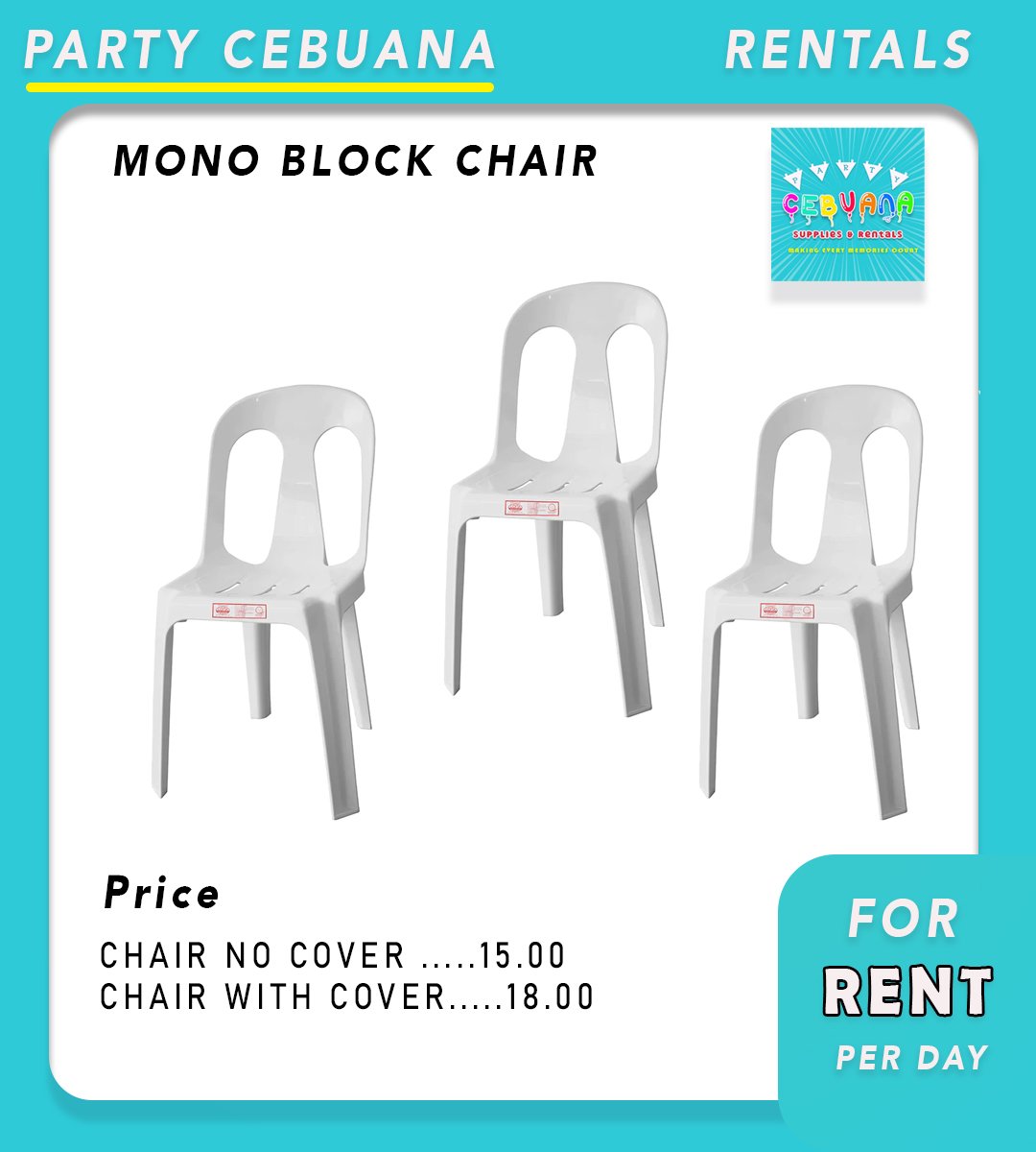 Monoblock Chair for Rent Talisay City, Cebu 