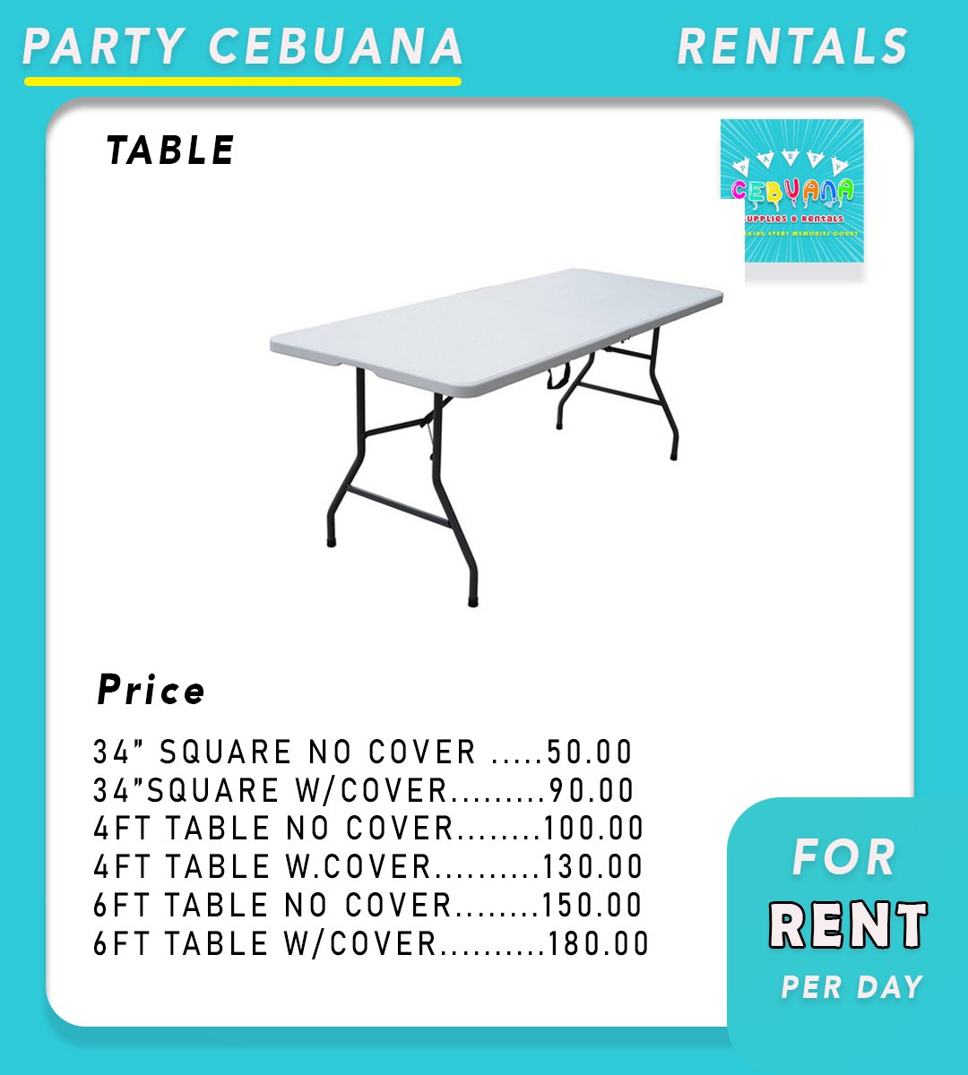 Tables for Rent Talisay City, Cebu 