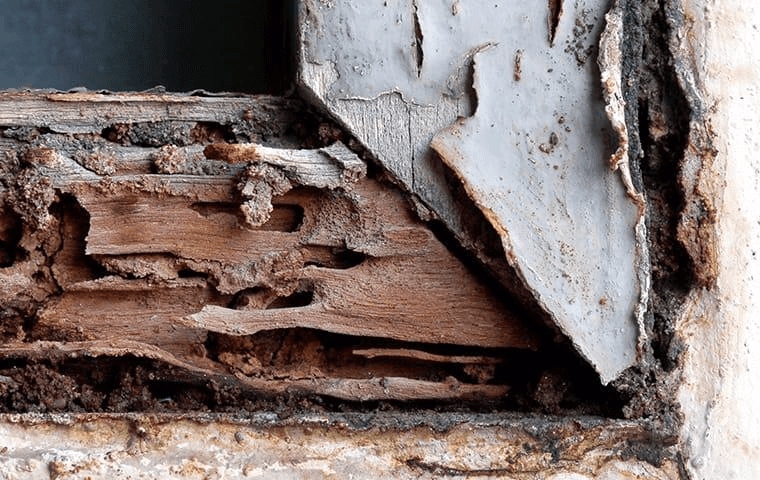 a moisture damaged window at a home on south caicos island