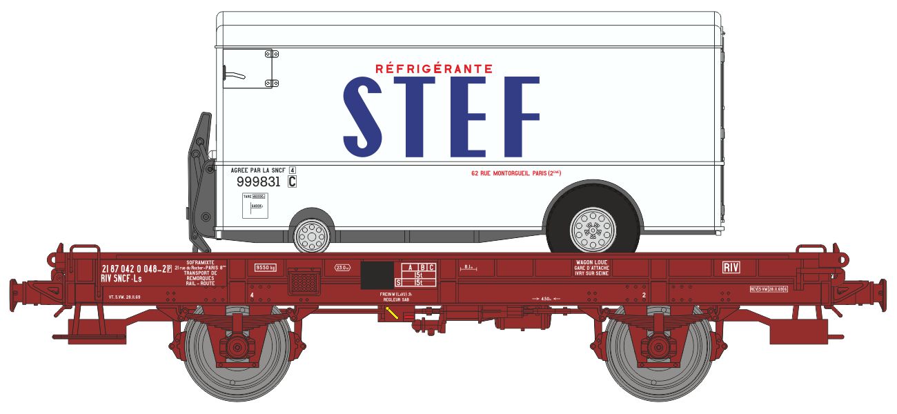 WAGON UFR Mono-porteur Rem.bleue - SNCF - Ep.III