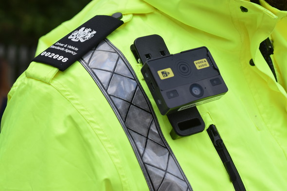 Bodycam on DVSA officer's shoulder