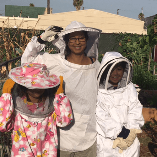 Di Laplume, daughter, Cordelia, and friend Pearl, right.