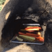 Carrots baked in earth oven